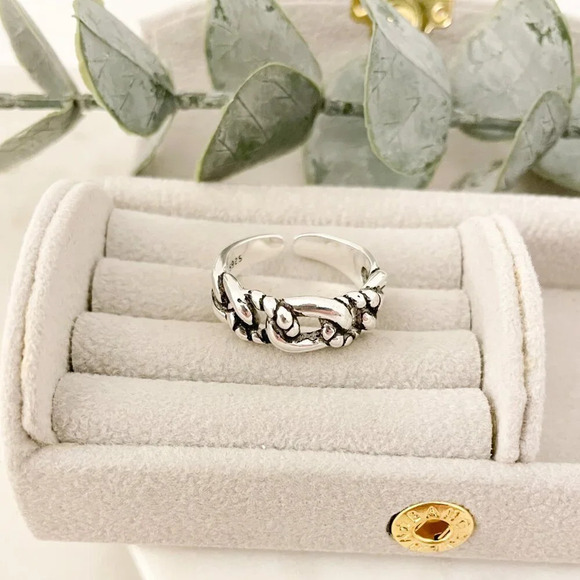 925 Sterling Silver Chunky Ring Curb Chain Ring Thick Wide Ring Band Bold Ring - Picture 5 of 6